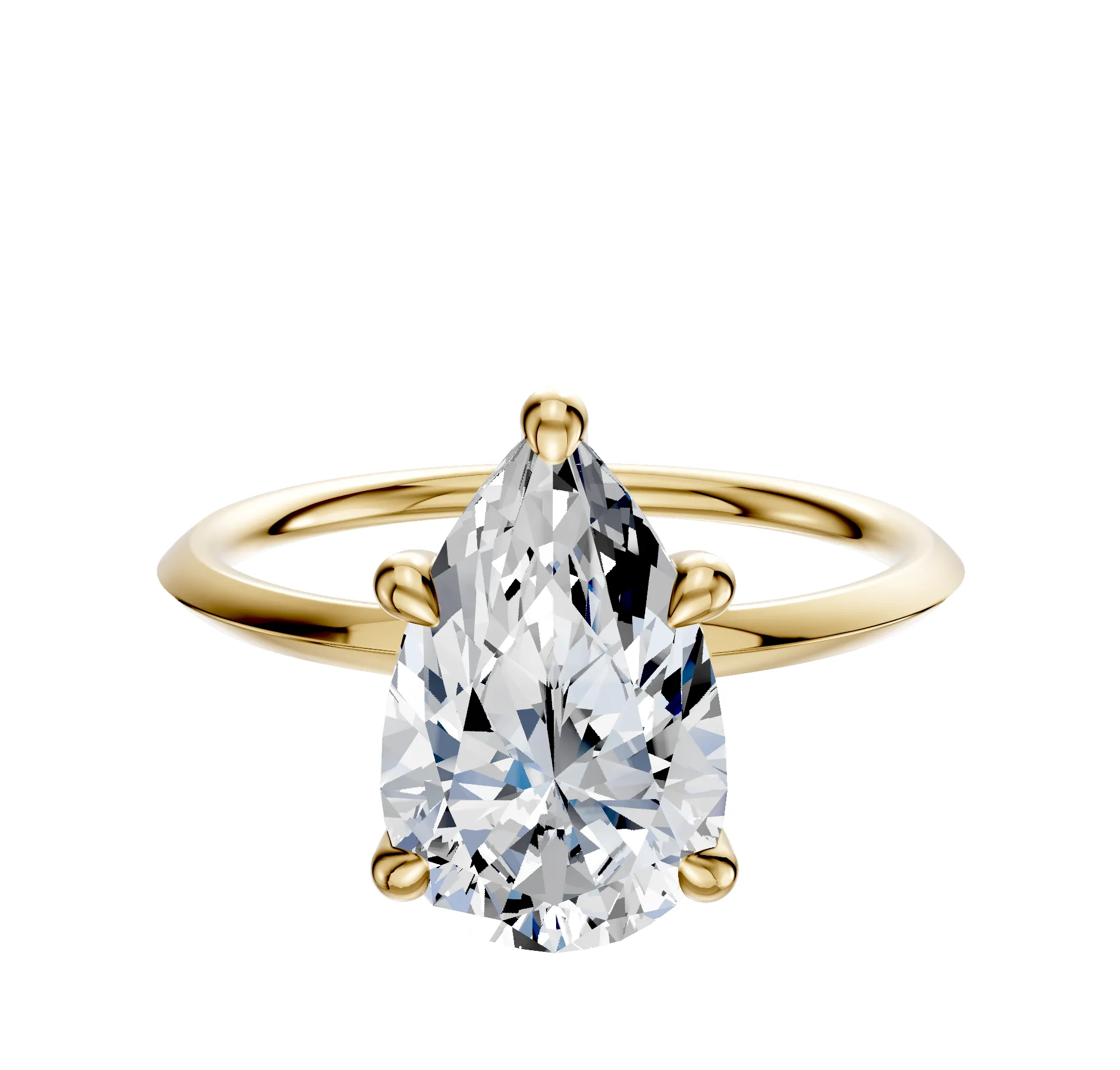 14K Yellow Gold 4 Prong Hidden Halo Classic Knife Edge 1.5mm Engagement Ring sold by Promise By Effy