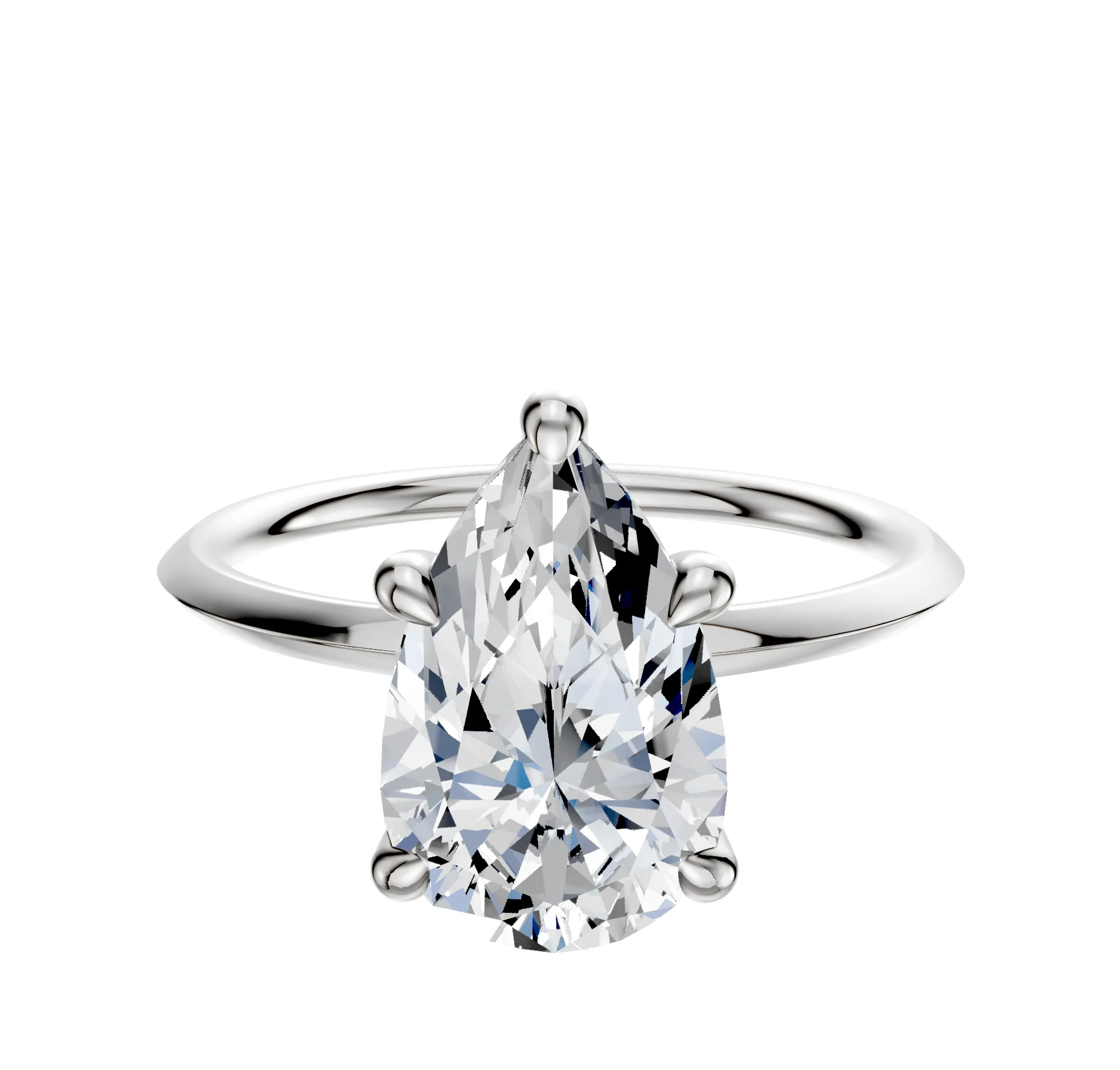 14K White Gold 4 Prong Hidden Halo Classic Knife Edge 1.5mm Engagement Ring sold by Promise By Effy