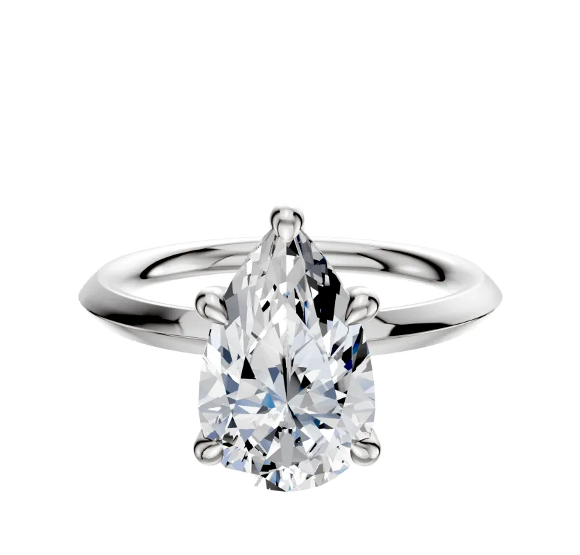 14K White Gold 4 Prong Hidden Halo Classic Knife Edge 2.0mm Engagement Ring sold by Promise By Effy