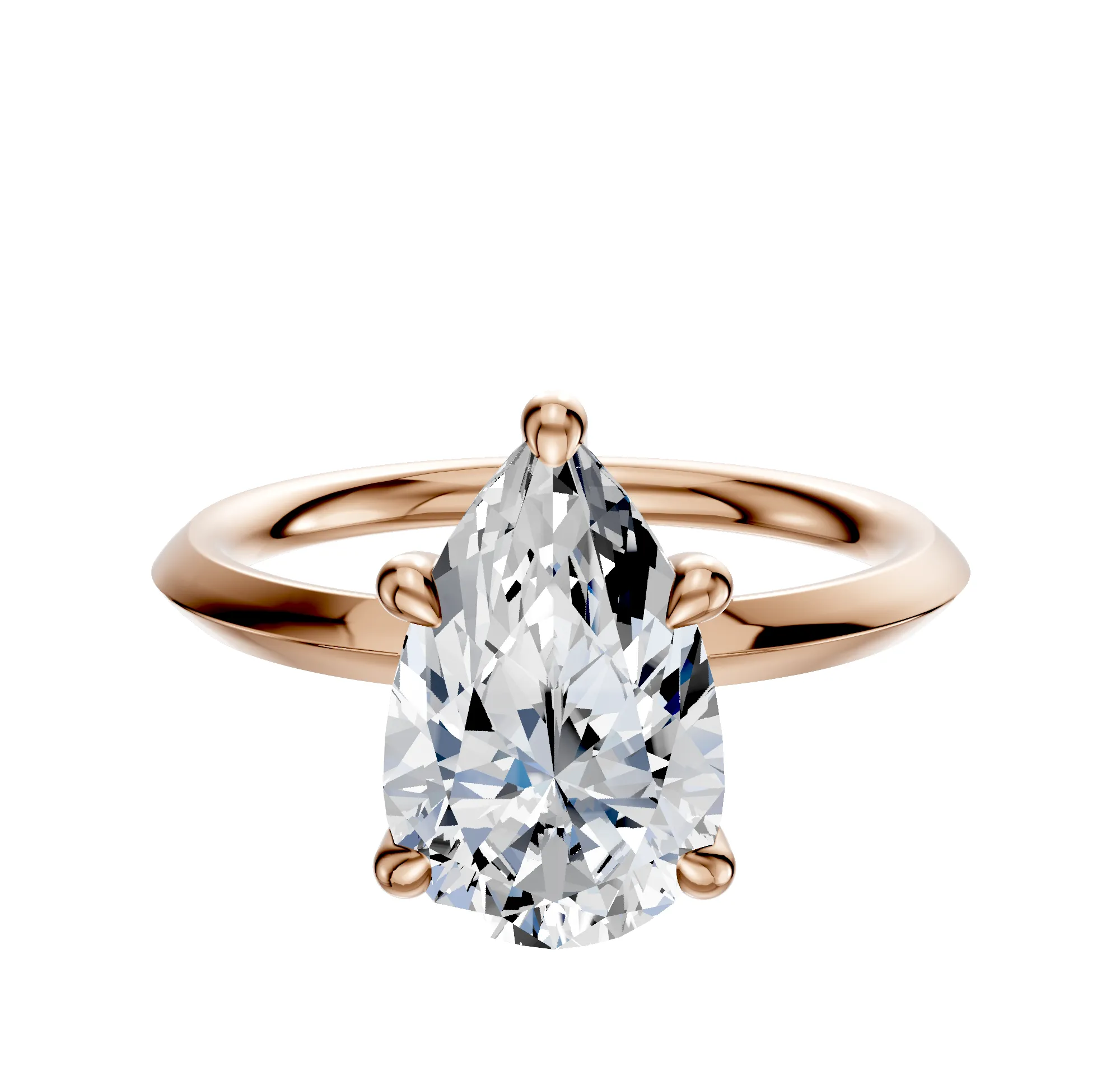 14K Rose Gold 4 Prong Hidden Halo Classic Knife Edge 2.0mm Engagement Ring sold by Promise By Effy