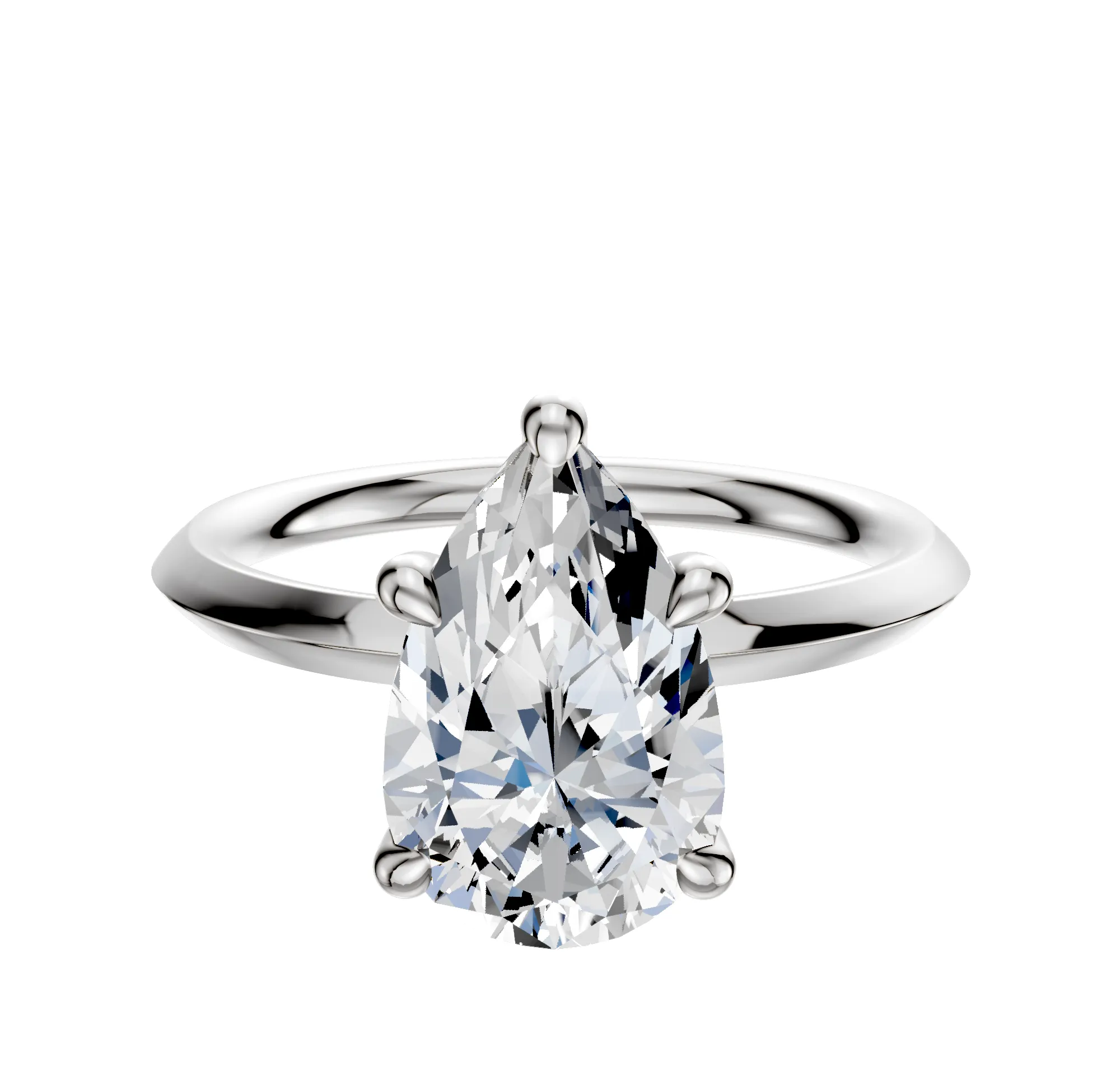 Platinum 4 Prong Hidden Halo Classic Knife Edge 2.0mm Engagement Ring sold by Promise By Effy