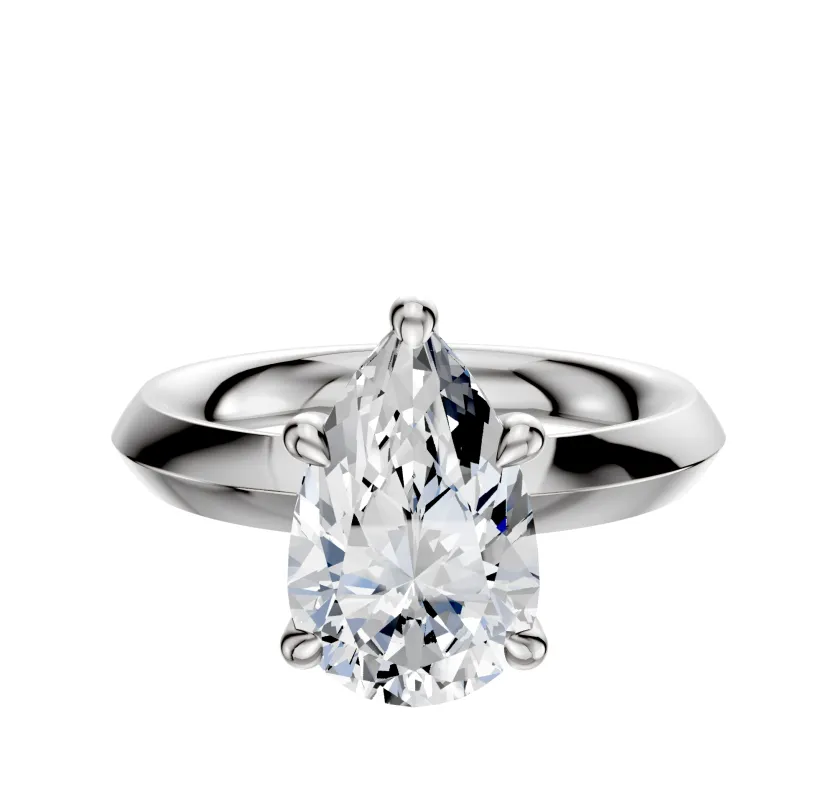 14K White Gold 4 Prong Hidden Halo Classic Knife Edge 3.0mm Engagement Ring sold by Promise By Effy