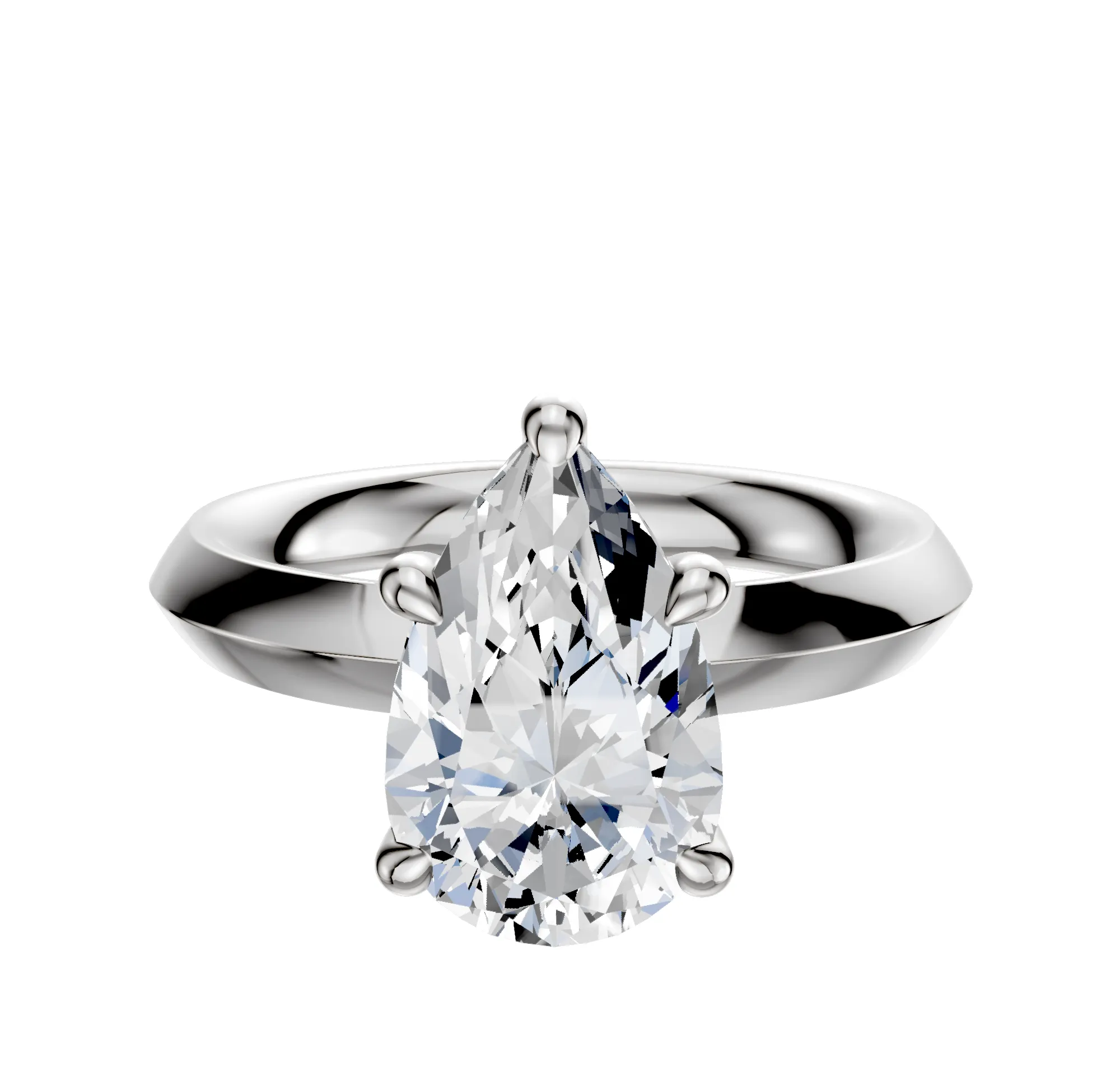 14K White Gold 4 Prong Hidden Halo Classic Knife Edge 3.0mm Engagement Ring sold by Promise By Effy