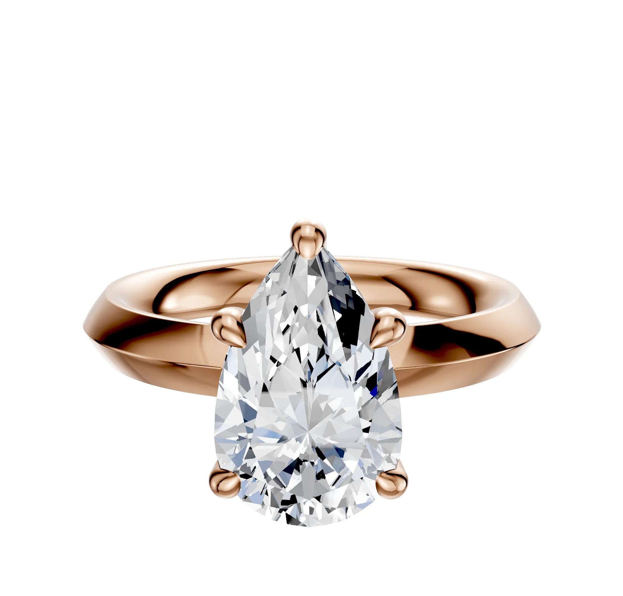 18K Rose Gold 4 Prong Hidden Halo Classic Knife Edge 3.0mm Engagement Ring sold by Promise By Effy