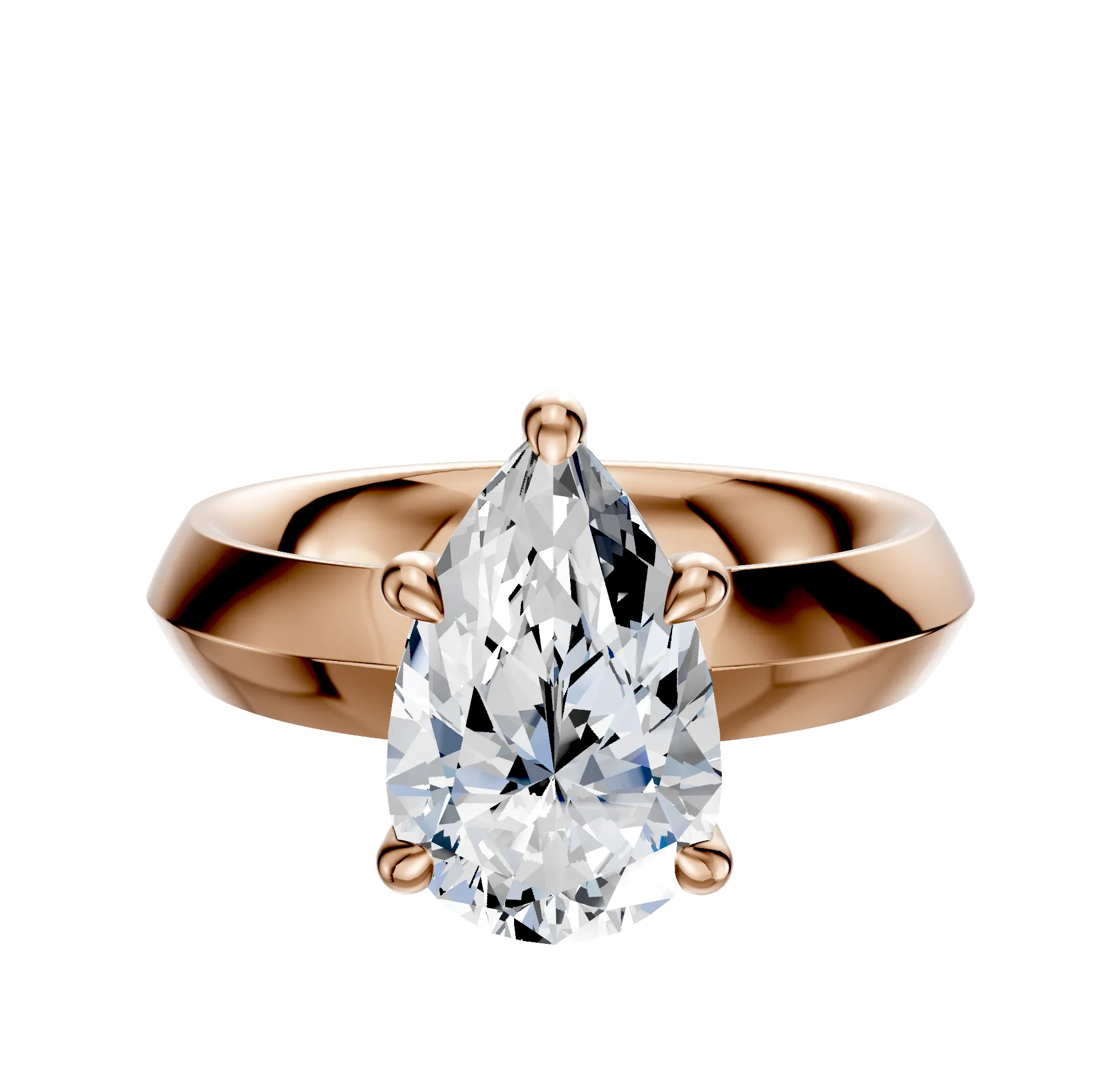 14K Rose Gold 4 Prong Hidden Halo Classic Knife Edge 4.0mm Engagement Ring sold by Promise By Effy