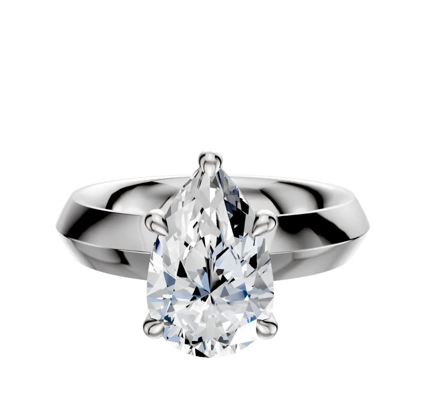 18K White Gold 4 Prong Hidden Halo Classic Knife Edge 4.0mm Engagement Ring sold by Promise By Effy