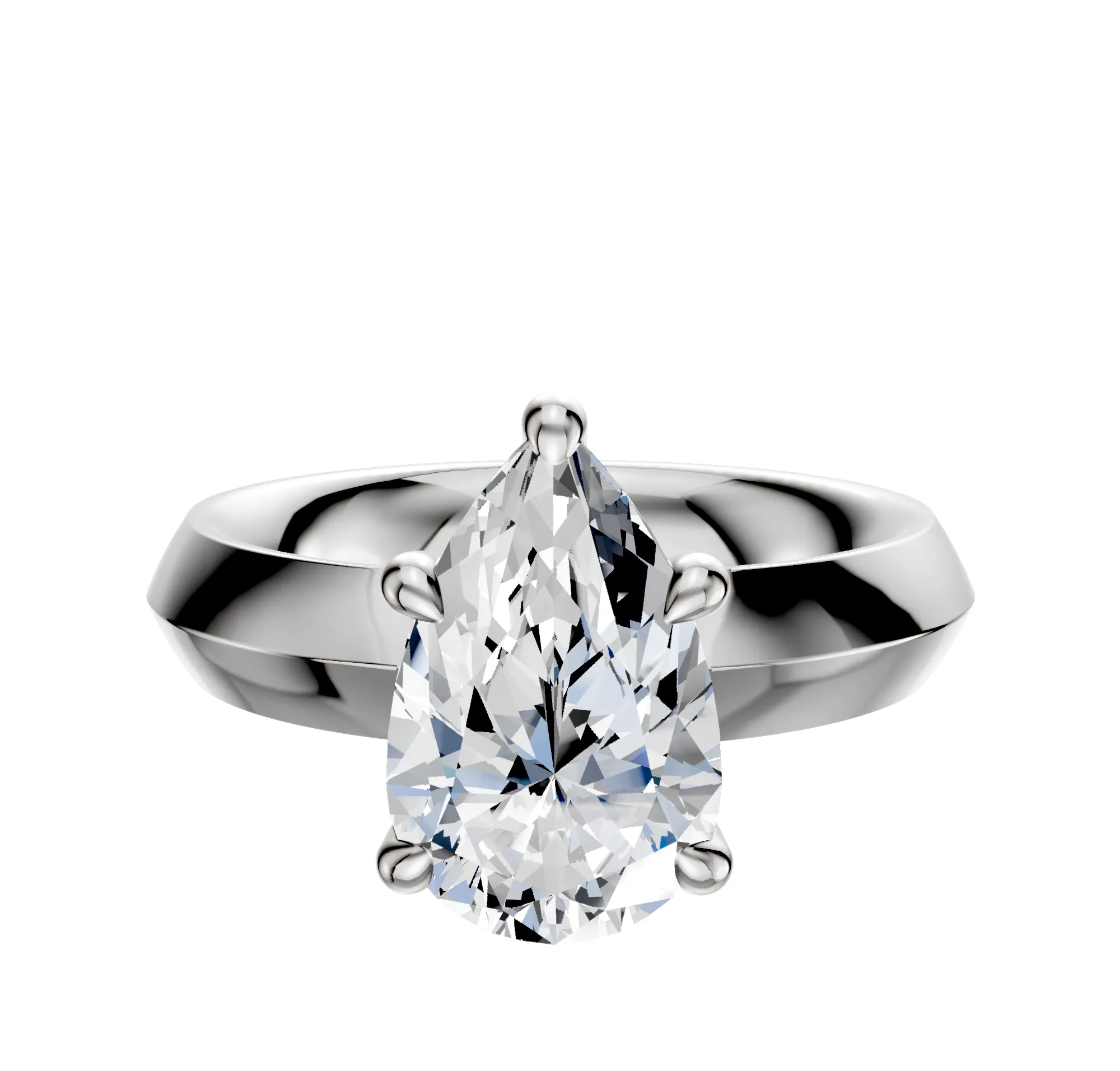 Platinum 4 Prong Hidden Halo Classic Knife Edge 4.0mm Engagement Ring sold by Promise By Effy