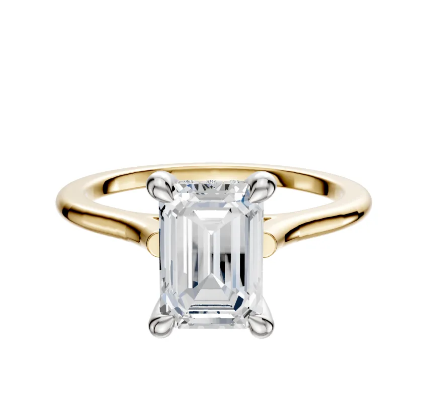 14K Two Tone 4 Prong Hidden Halo Cathedral Dome 1.5mm Engagement Ring sold by Promise By Effy