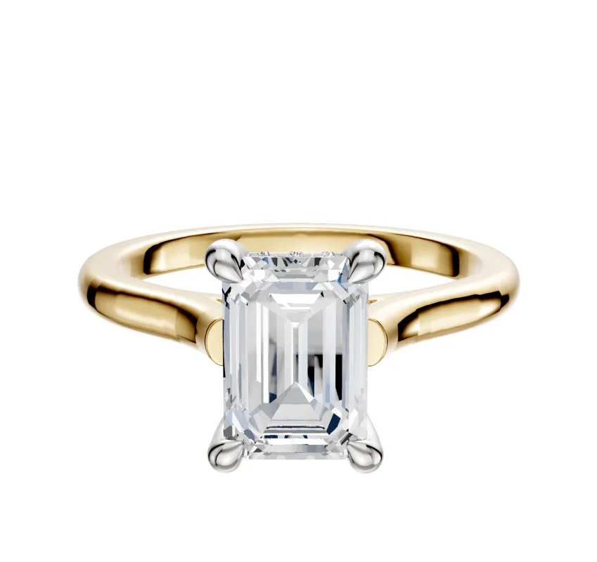 14K Two Tone 4 Prong Hidden Halo Cathedral Dome 2.0mm Engagement Ring sold by Promise By Effy
