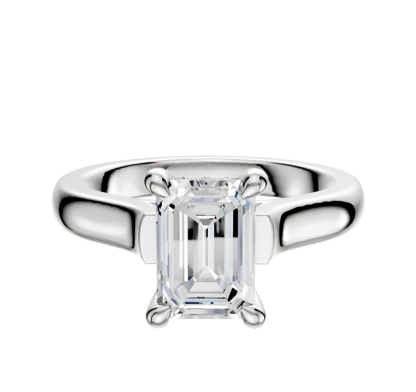 14K White Gold 4 Prong Hidden Halo Cathedral Dome 3.0mm Engagement Ring sold by Promise By Effy