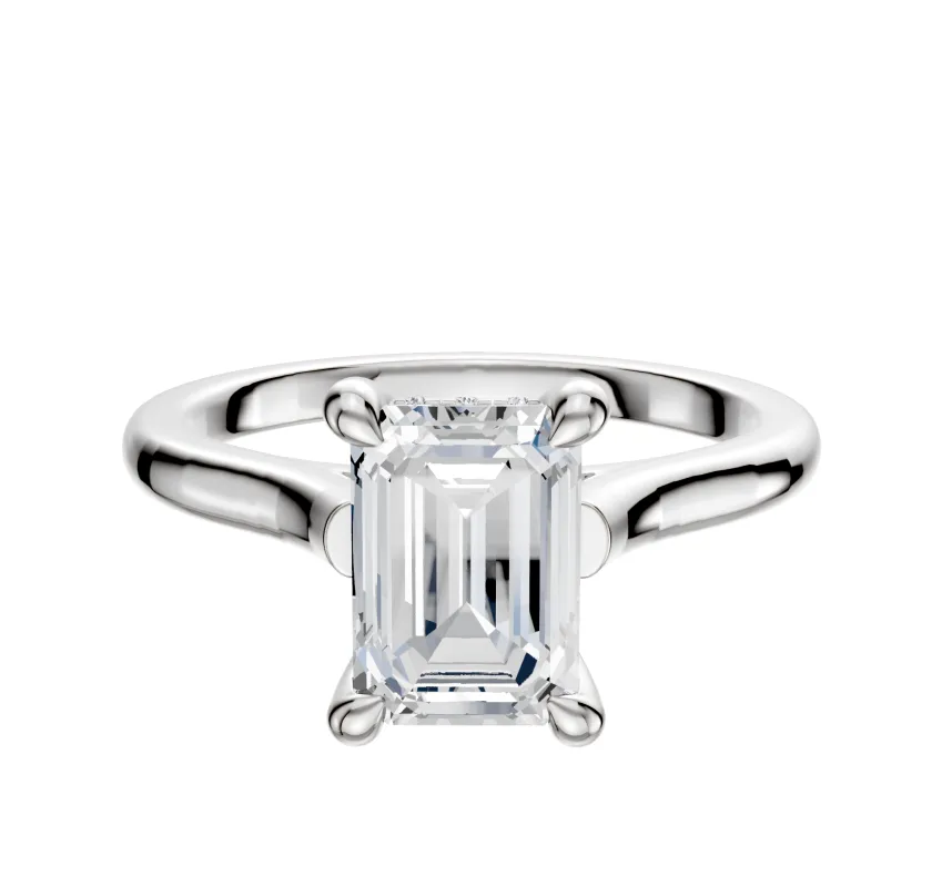 Platinum 4 Prong Hidden Halo Cathedral Dome 2.0mm Engagement Ring sold by Promise By Effy