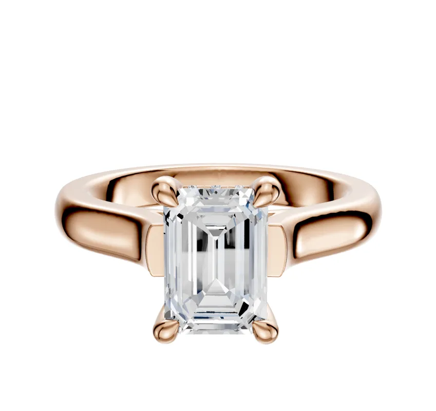 14K Rose Gold 4 Prong Hidden Halo Cathedral Dome 3.0mm Engagement Ring sold by Promise By Effy