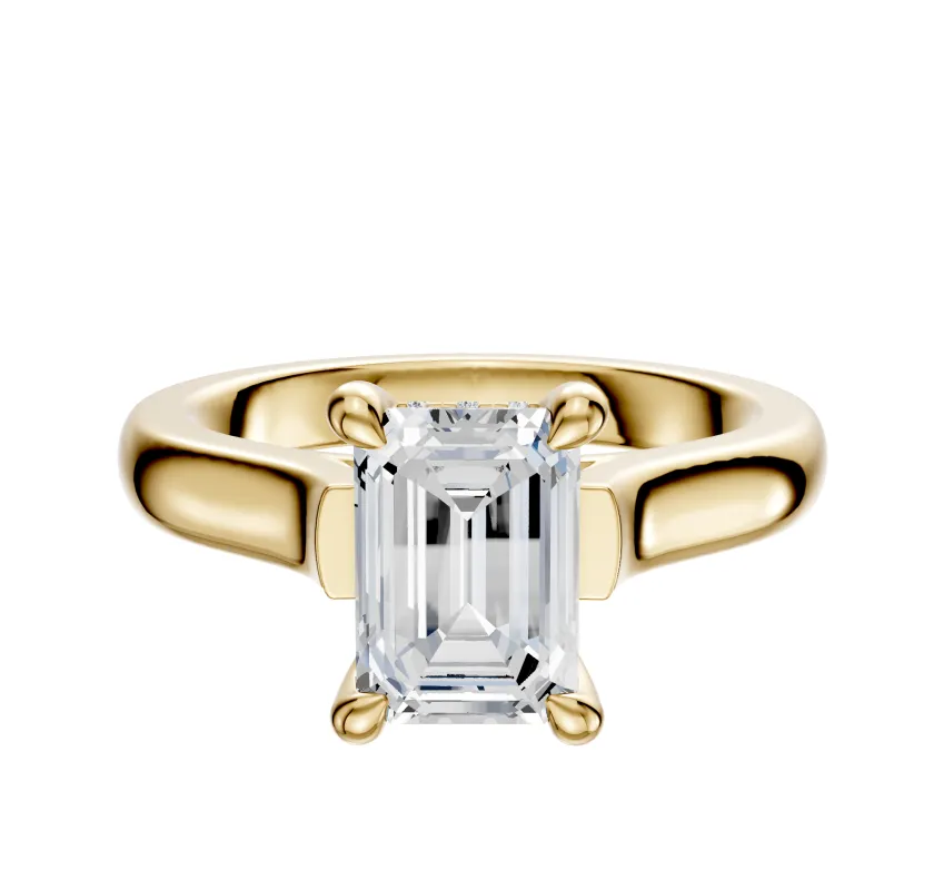 18K Yellow Gold 4 Prong Hidden Halo Cathedral Dome 3.0mm Engagement Ring sold by Promise By Effy