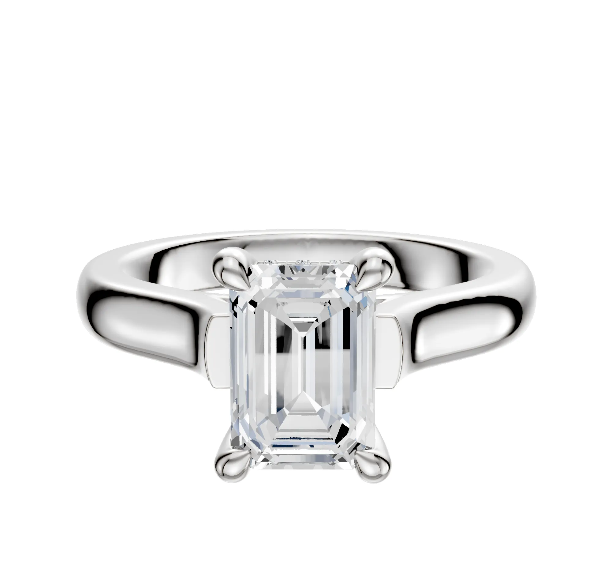 18K White Gold 4 Prong Hidden Halo Cathedral Dome 3.0mm Engagement Ring sold by Promise By Effy