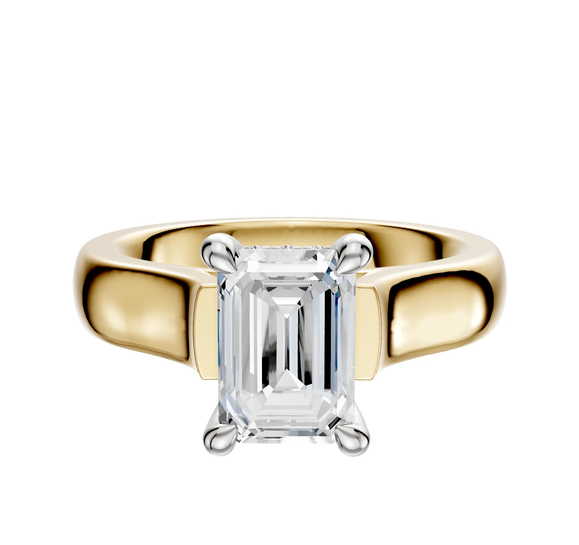 18K Two Tone 4 Prong Hidden Halo Cathedral Dome 4.0mm Engagement Ring sold by Promise By Effy