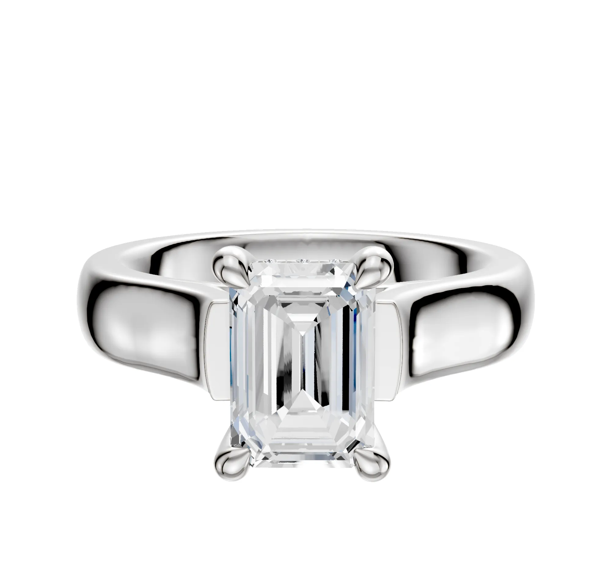 Platinum 4 Prong Hidden Halo Cathedral Dome 4.0mm Engagement Ring sold by Promise By Effy