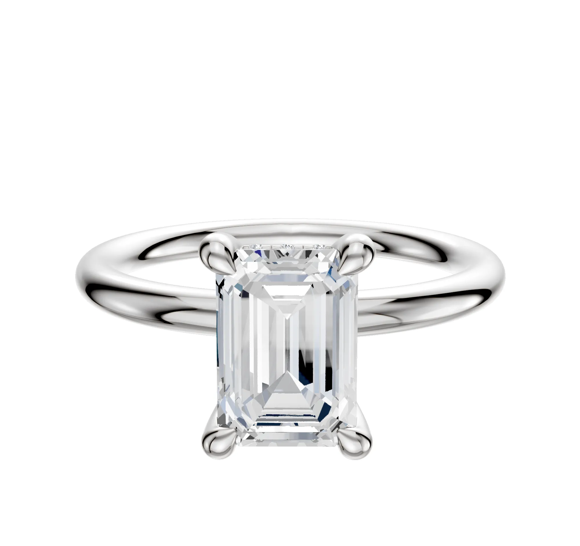 18K White Gold 4 Prong Hidden Halo Classic Dome 2.0mm Engagement Ring sold by Promise By Effy