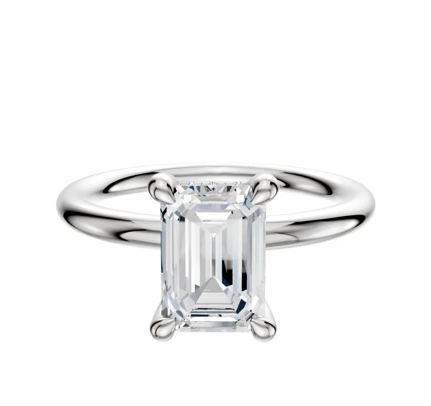 Platinum 4 Prong Hidden Halo Classic Dome 2.0mm Engagement Ring sold by Promise By Effy