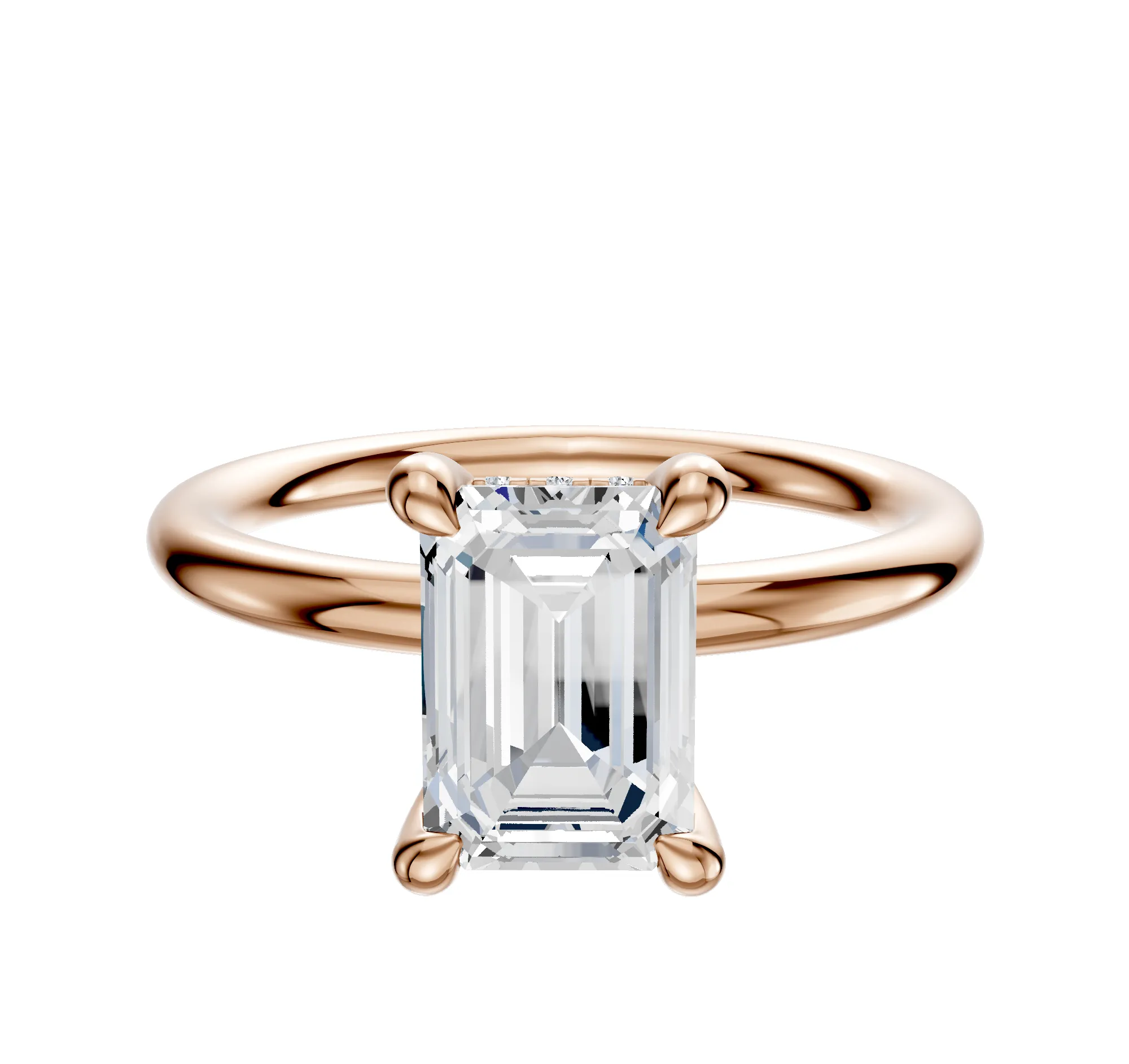 18K Rose Gold 4 Prong Hidden Halo Classic Dome 2.0mm Engagement Ring sold by Promise By Effy