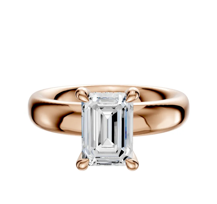 18K Rose Gold 4 Prong Hidden Halo Classic Dome 4.0mm Engagement Ring sold by Promise By Effy