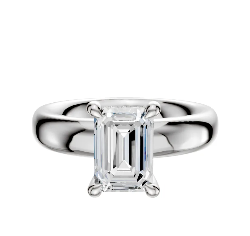Platinum 4 Prong Hidden Halo Classic Dome 4.0mm Engagement Ring sold by Promise By Effy