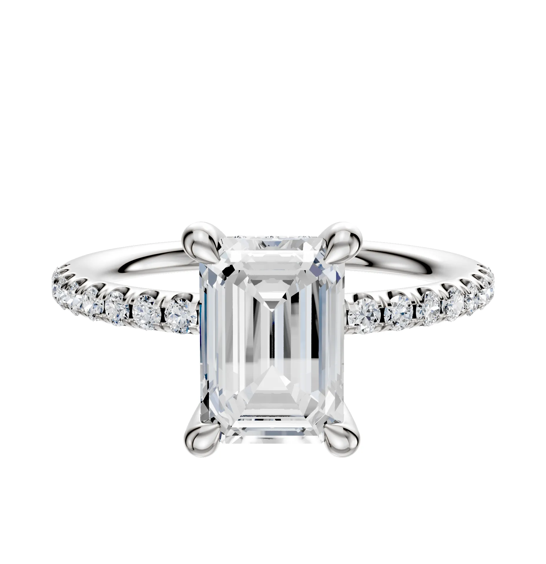 Platinum 4 Prong Hidden Halo Classic Dome 1-Row-Pave 2.5mm Engagement Ring sold by Promise By Effy