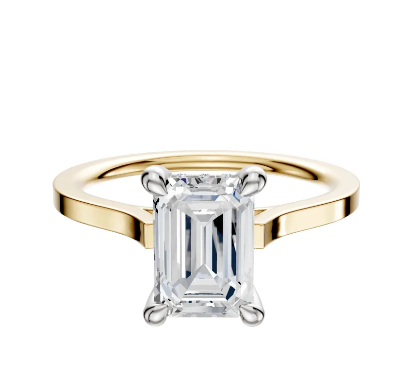 14K Two Tone 4 Prong Hidden Halo Cathedral Flat 1.5mm Engagement Ring sold by Promise By Effy