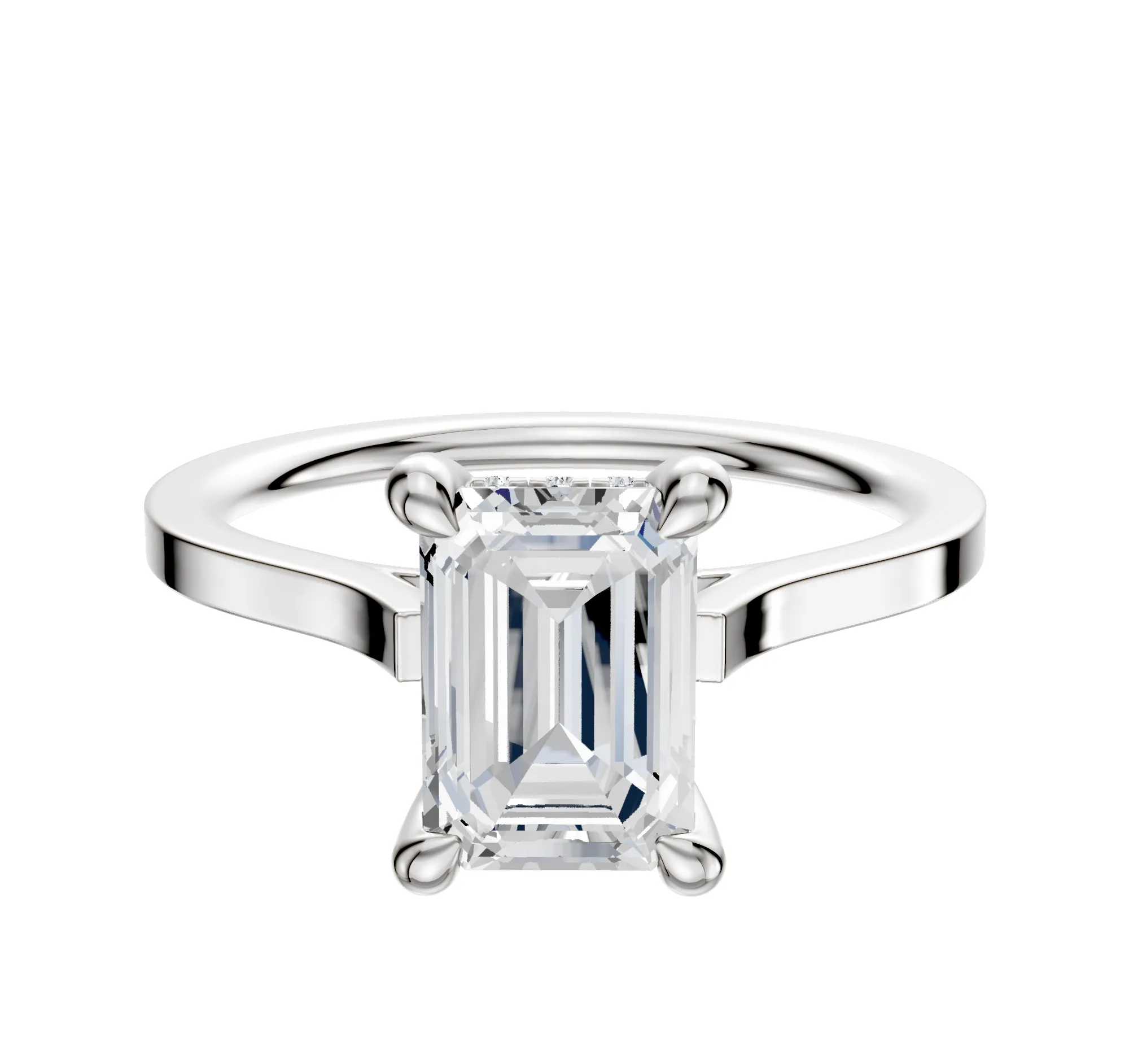 Platinum 4 Prong Hidden Halo Cathedral Flat 1.5mm Engagement Ring sold by Promise By Effy