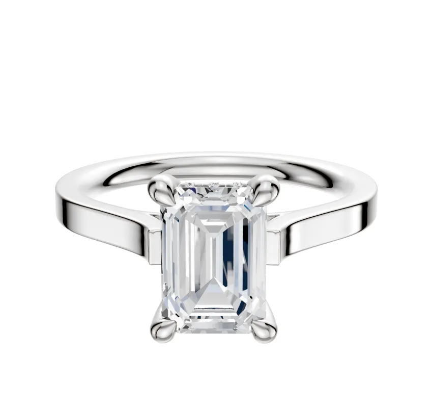 Platinum 4 Prong Hidden Halo Cathedral Flat 2.0mm Engagement Ring sold by Promise By Effy