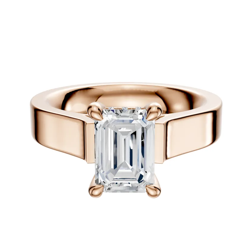 14K Rose Gold 4 Prong Hidden Halo Cathedral Flat 4.0mm Engagement Ring sold by Promise By Effy