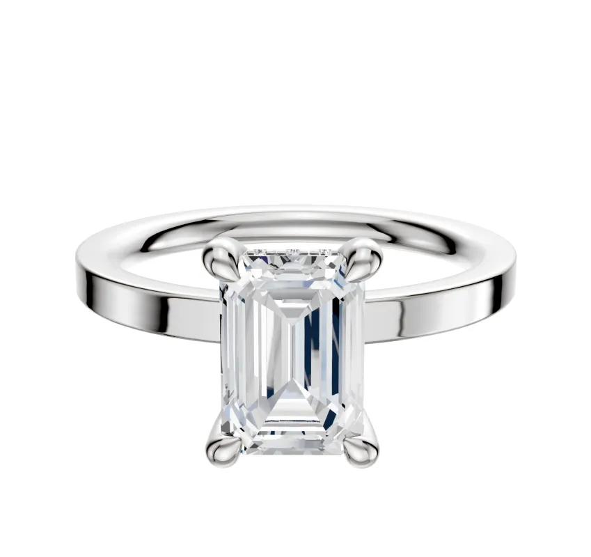 14K White Gold 4 Prong Hidden Halo Classic Flat 2.0mm Engagement Ring sold by Promise By Effy