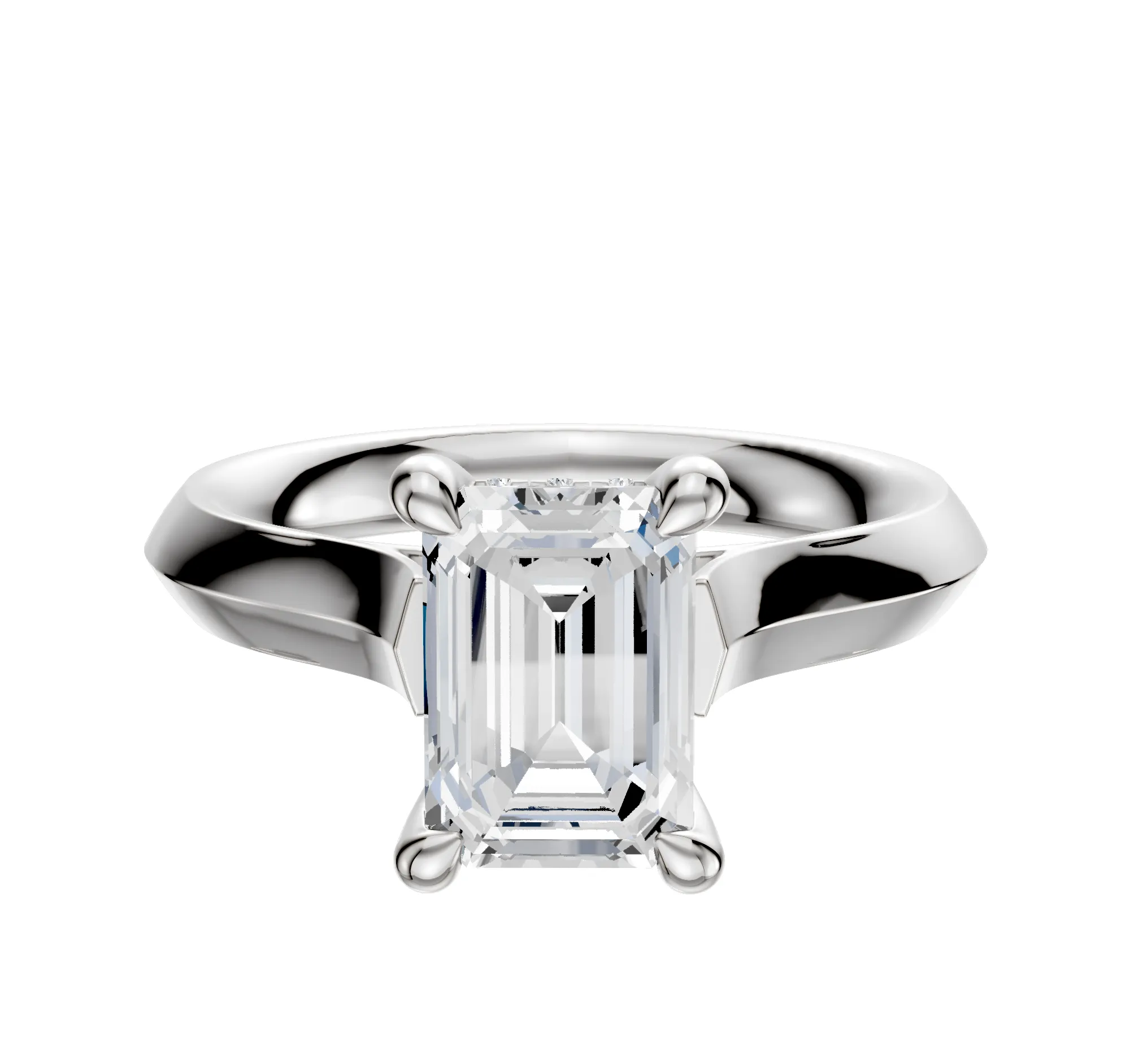 Platinum 4 Prong Hidden Halo Cathedral Knife Edge 3.0mm Engagement Ring sold by Promise By Effy