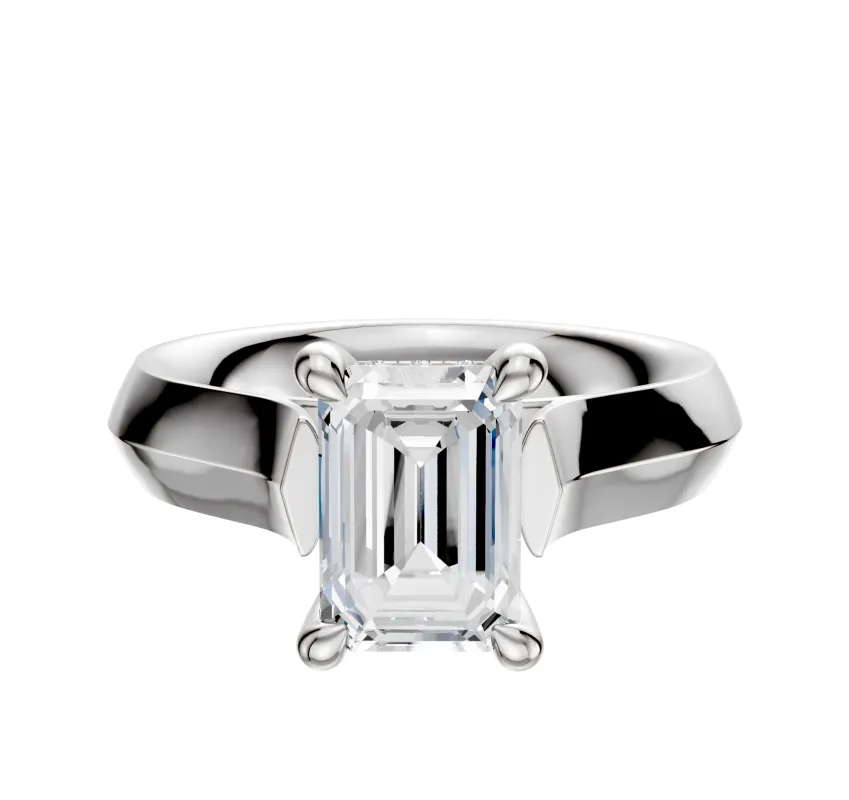 14K White Gold 4 Prong Hidden Halo Cathedral Knife Edge 4.0mm Engagement Ring sold by Promise By Effy