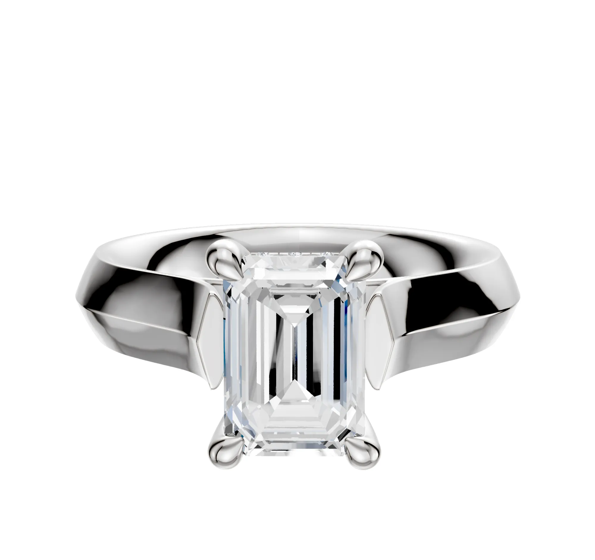 18K White Gold 4 Prong Hidden Halo Cathedral Knife Edge 4.0mm Engagement Ring sold by Promise By Effy