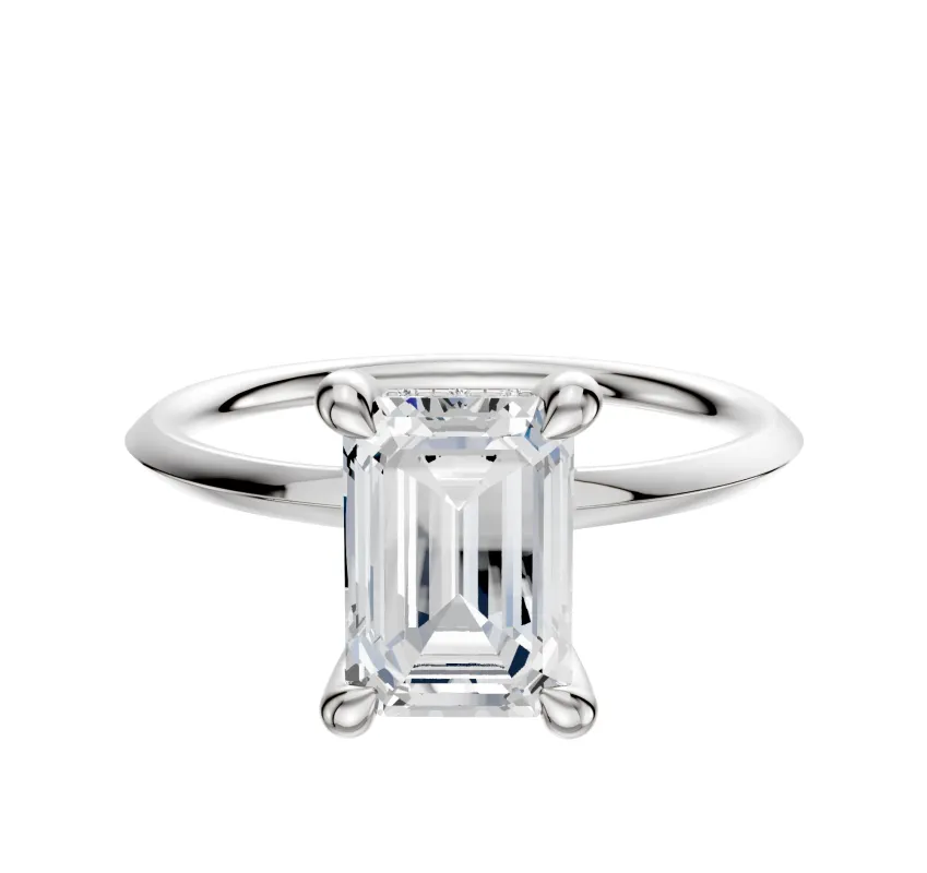 18K White Gold 4 Prong Hidden Halo Classic Knife Edge 1.5mm Engagement Ring sold by Promise By Effy