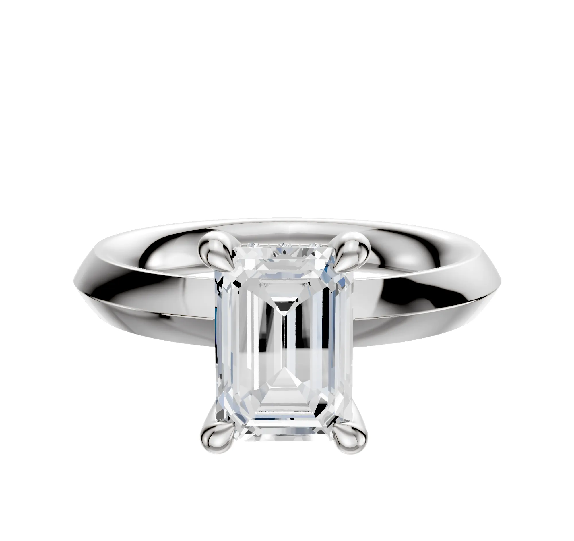 14K White Gold 4 Prong Hidden Halo Classic Knife Edge 3.0mm Engagement Ring sold by Promise By Effy