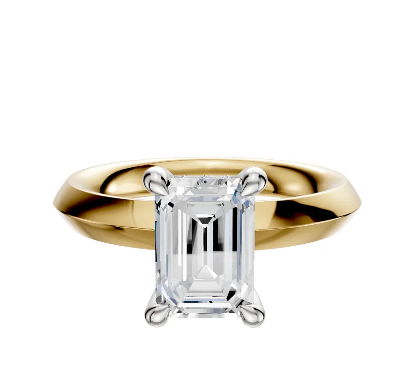 14K Two Tone 4 Prong Hidden Halo Classic Knife Edge 3.0mm Engagement Ring sold by Promise By Effy