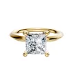 14K Yellow Gold 4 Prong Hidden Halo Classic Knife Edge 2.0mm Engagement Ring sold by Promise By Effy