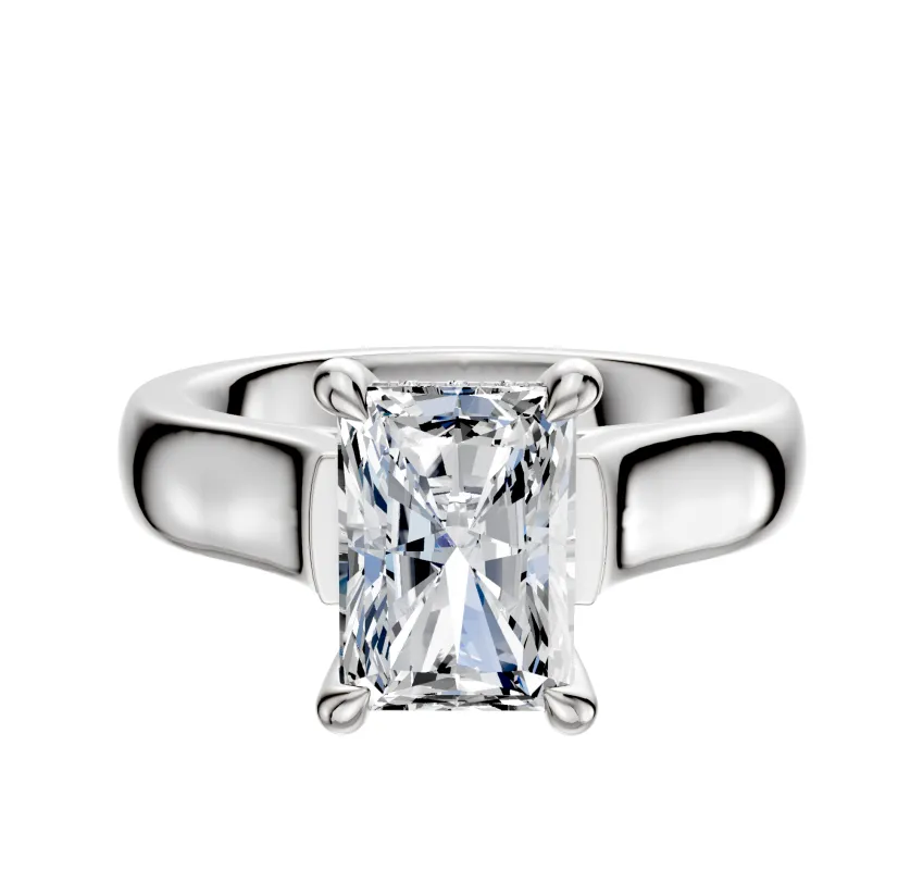 14K White Gold 4 Prong Hidden Halo Cathedral Dome 4.0mm Engagement Ring sold by Promise By Effy
