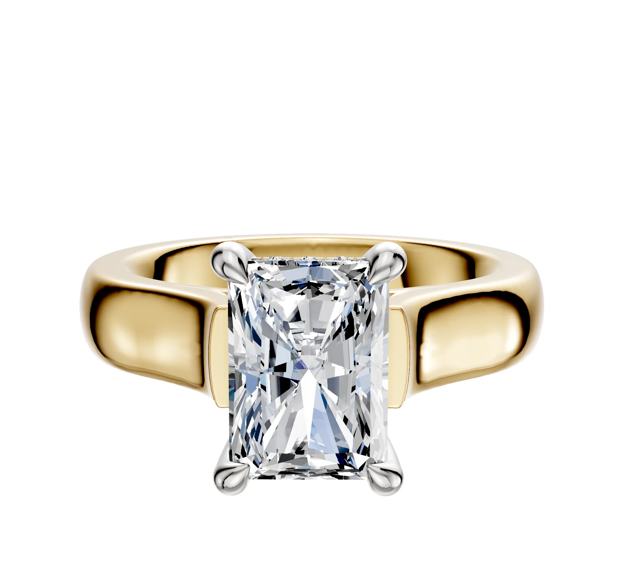 14K Two Tone 4 Prong Hidden Halo Cathedral Dome 4.0mm Engagement Ring sold by Promise By Effy