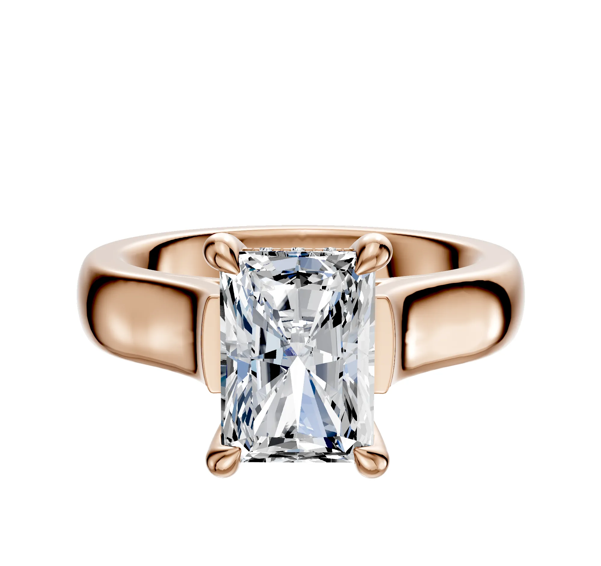 14K Rose Gold 4 Prong Hidden Halo Cathedral Dome 4.0mm Engagement Ring sold by Promise By Effy