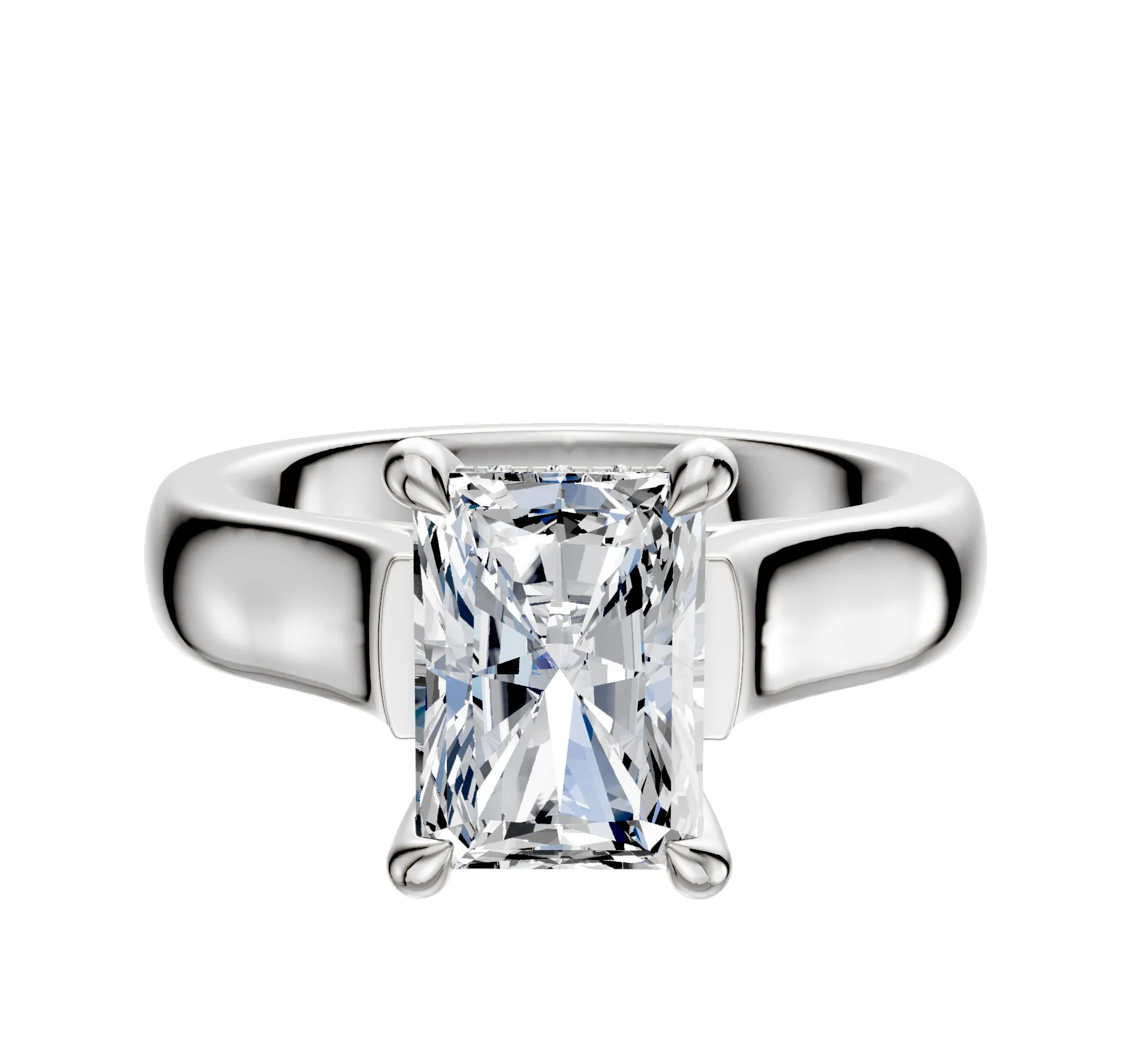 Platinum 4 Prong Hidden Halo Cathedral Dome 4.0mm Engagement Ring sold by Promise By Effy