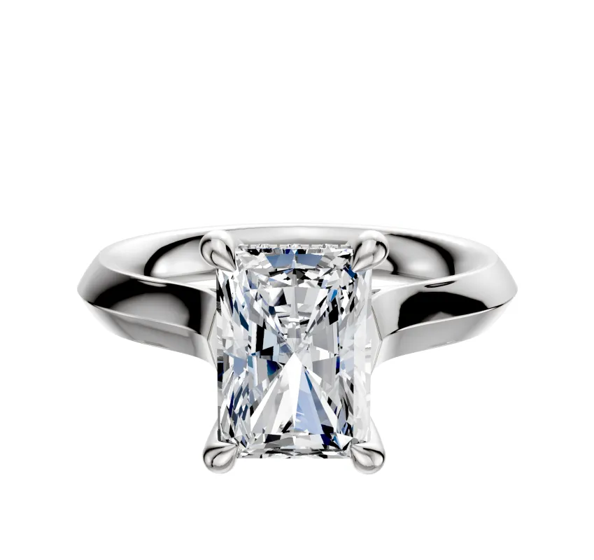 18K White Gold 4 Prong Hidden Halo Cathedral Knife Edge 3.0mm Engagement Ring sold by Promise By Effy