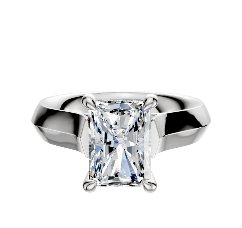 Platinum 4 Prong Hidden Halo Cathedral Knife Edge 4.0mm Engagement Ring sold by Promise By Effy