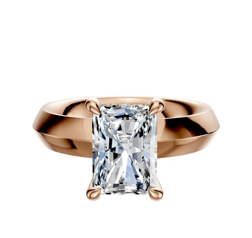 14K Rose Gold 4 Prong Hidden Halo Classic Knife Edge 4.0mm Engagement Ring sold by Promise By Effy