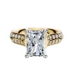 18K Two Tone 4 Prong Hidden Halo Cathedral Knife Edge 1-Row-Pave 2.5mm Engagement Ring sold by Promise By Effy