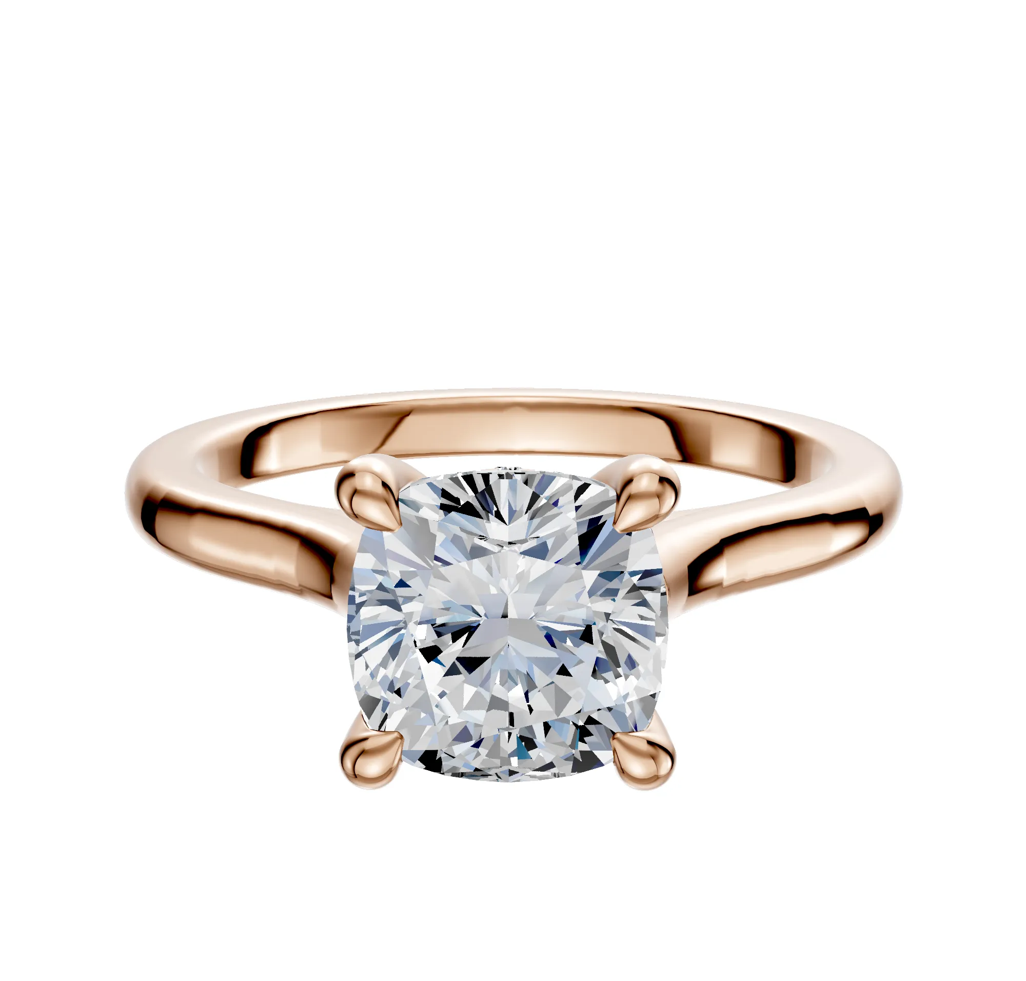 18K Rose Gold 4 Prong Hidden Halo Cathedral Dome 2.0mm Engagement Ring sold by Promise By Effy