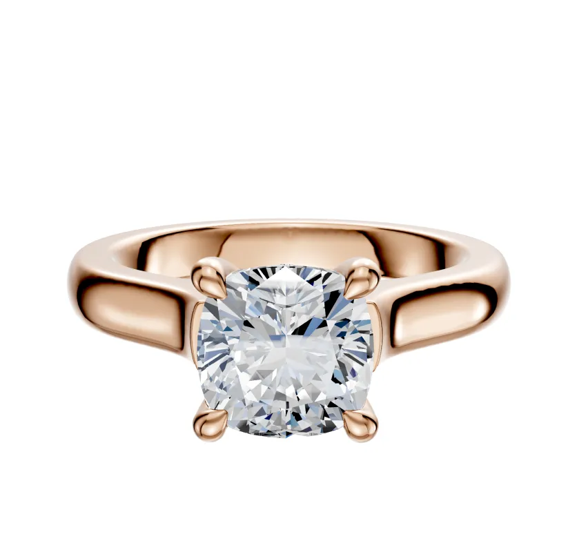 18K Rose Gold 4 Prong Hidden Halo Cathedral Dome 3.0mm Engagement Ring sold by Promise By Effy