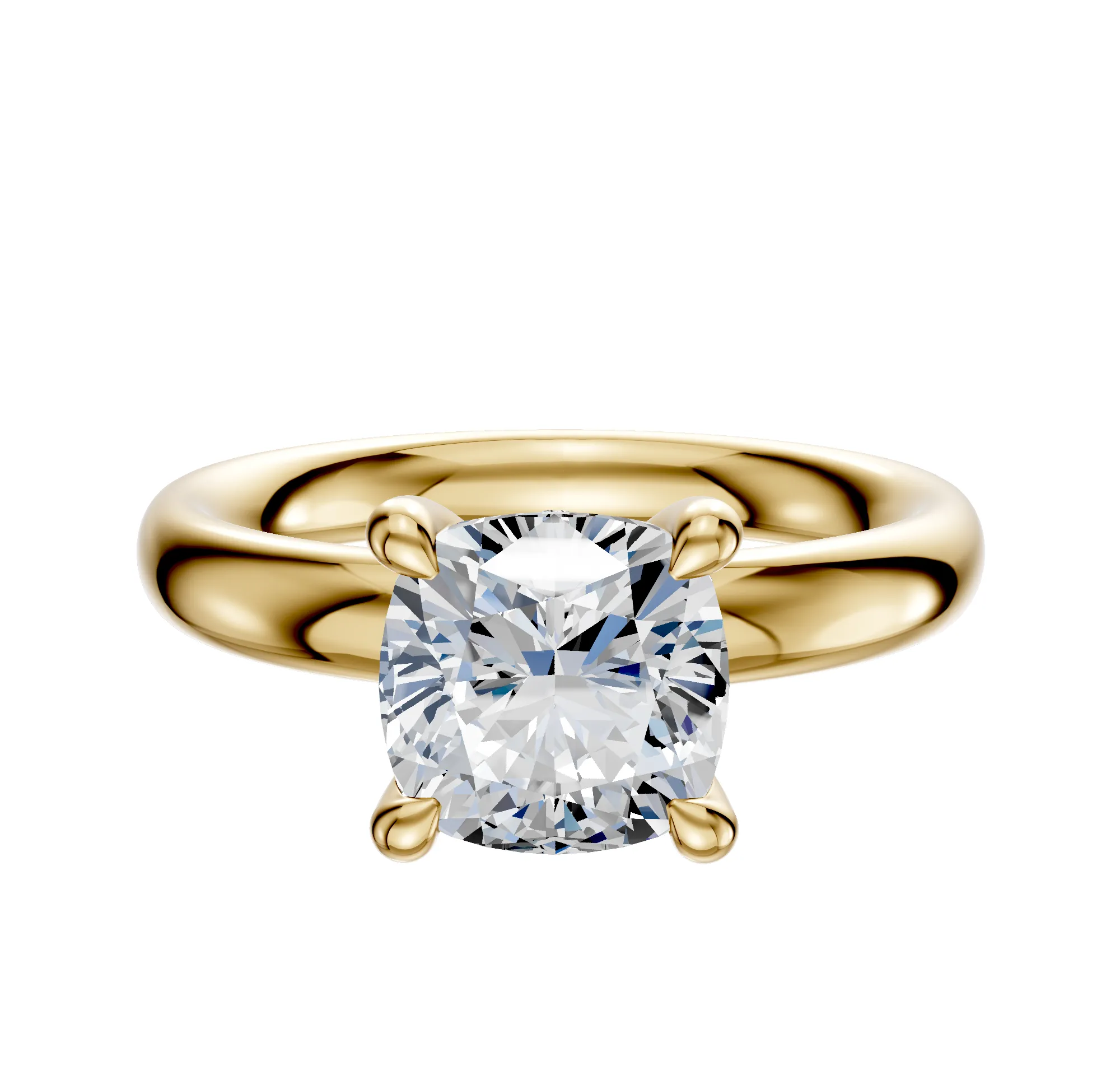 14K Yellow Gold 4 Prong Hidden Halo Classic Dome 3.0mm Engagement Ring sold by Promise By Effy