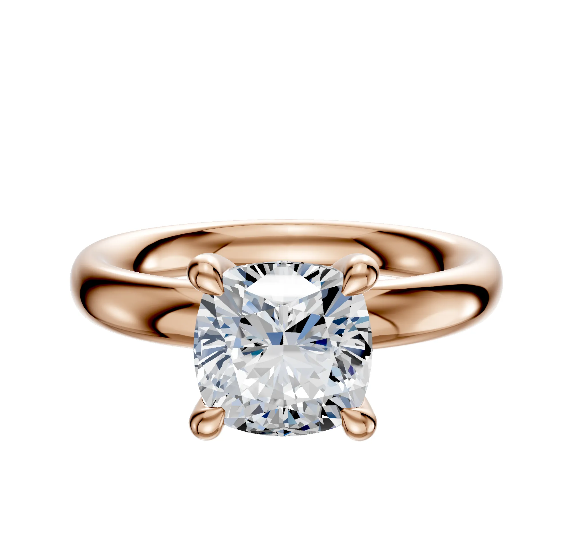 18K Rose Gold 4 Prong Hidden Halo Classic Dome 3.0mm Engagement Ring sold by Promise By Effy